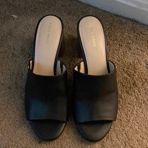 NWOT Black Leather Cole Haan Mules